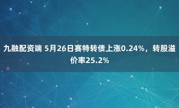 九融配资端 5月26日赛特转债上涨0.24%，转股溢价率25.2%