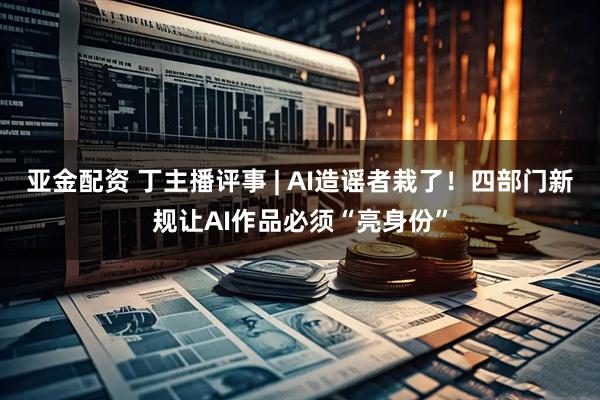 亚金配资 丁主播评事 | AI造谣者栽了！四部门新规让AI作品必须“亮身份”